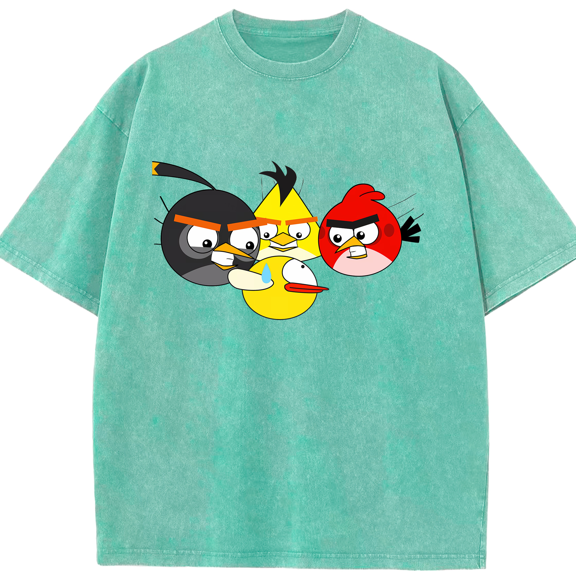 （画像用） Angry Birds アングリーバード 綿100% ヴィンテージ風 半袖Tシャツ（フロントプリント）